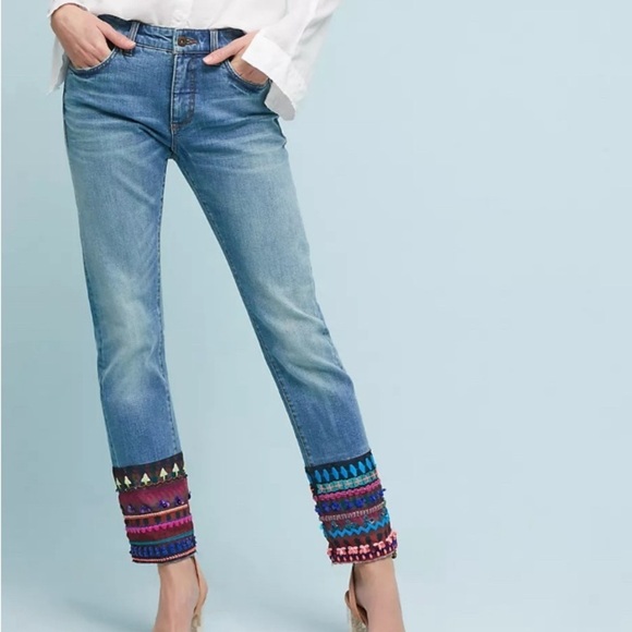 Anthropologie Pilcro Slim Straight Embroidered
Ankle Jeans - Picture 1 of 12